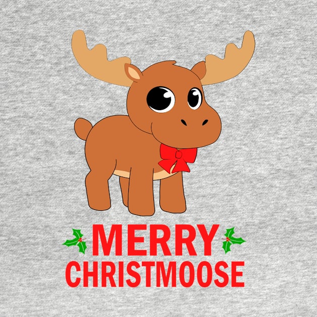 Merry Christmoose Cute Moose Pun Funny Christmas by JohnnyxPrint